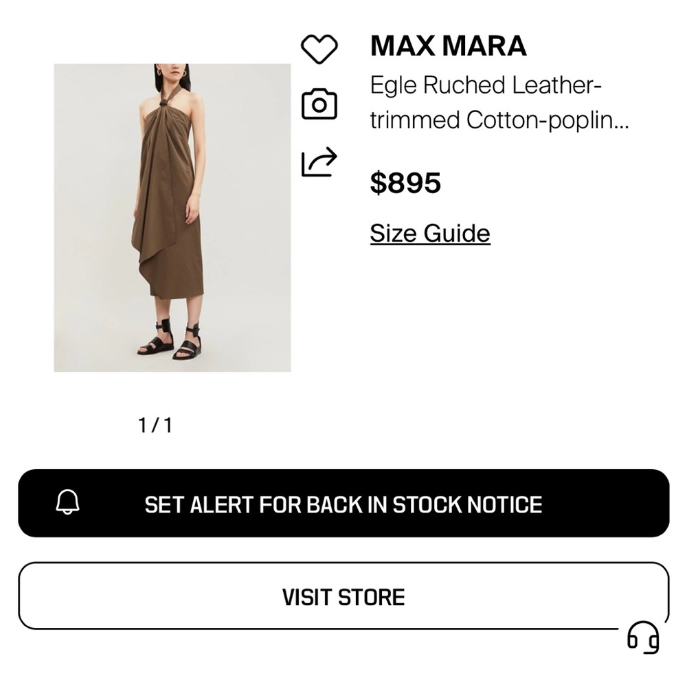 MaxMara Egle Cotton Midi Dress - Olive Green - NEW WITH TAGS - Picture 4 of 4